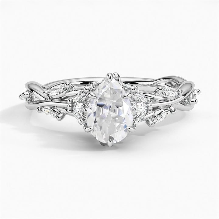 Overture 6-Prong Pear Secret Garden Moissanite Engagement Ring White Gold