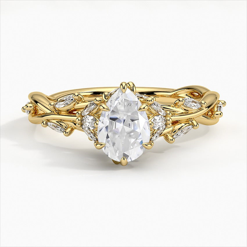 Overture 6-Prong Pear Secret Garden Moissanite Engagement Ring Yellow Gold