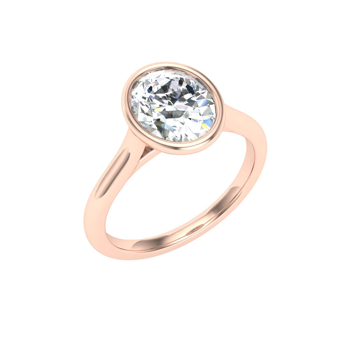 Overture Oval Cut Bezel Solitaire Moissanite Engagement Ring Rose Gold