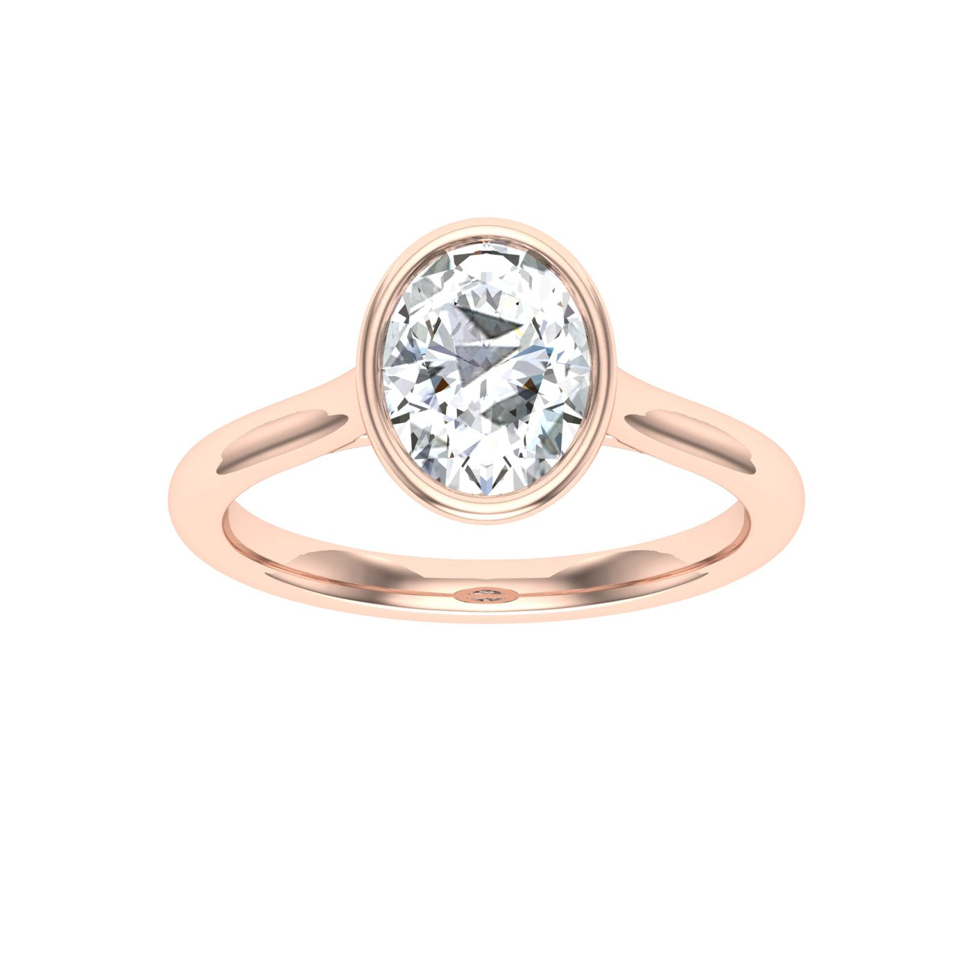 Overture Oval Cut Bezel Solitaire Moissanite Engagement Ring Rose Gold