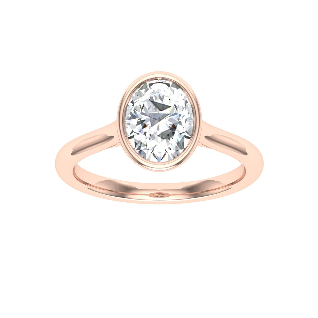 Overture Oval Cut Bezel Solitaire Moissanite Engagement Ring Rose Gold