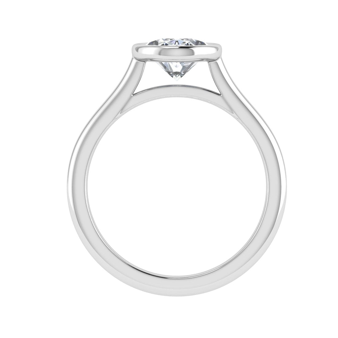 Overture Oval Cut Bezel Solitaire Moissanite Engagement Ring White Gold