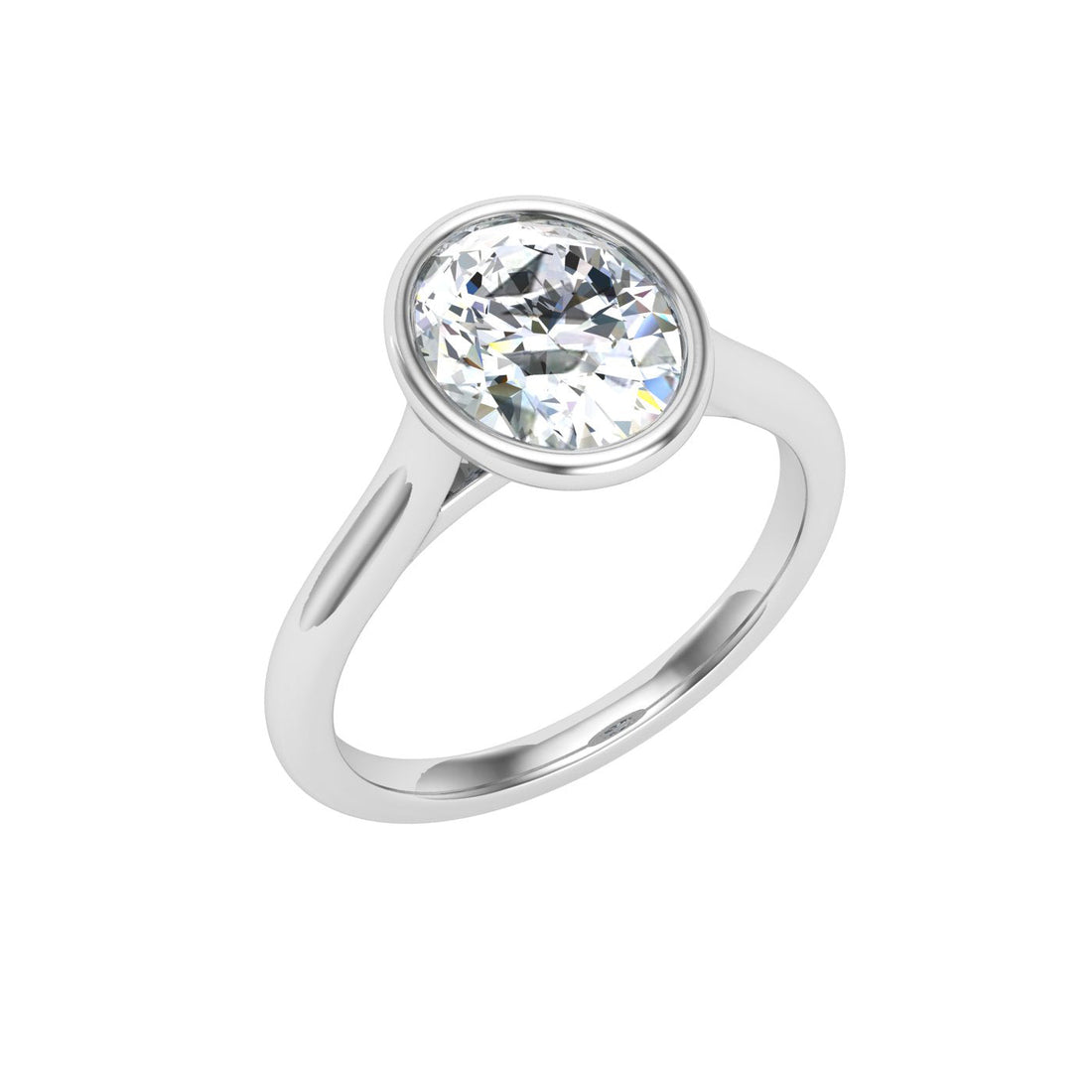 Overture Oval Cut Bezel Solitaire Moissanite Engagement Ring White Gold