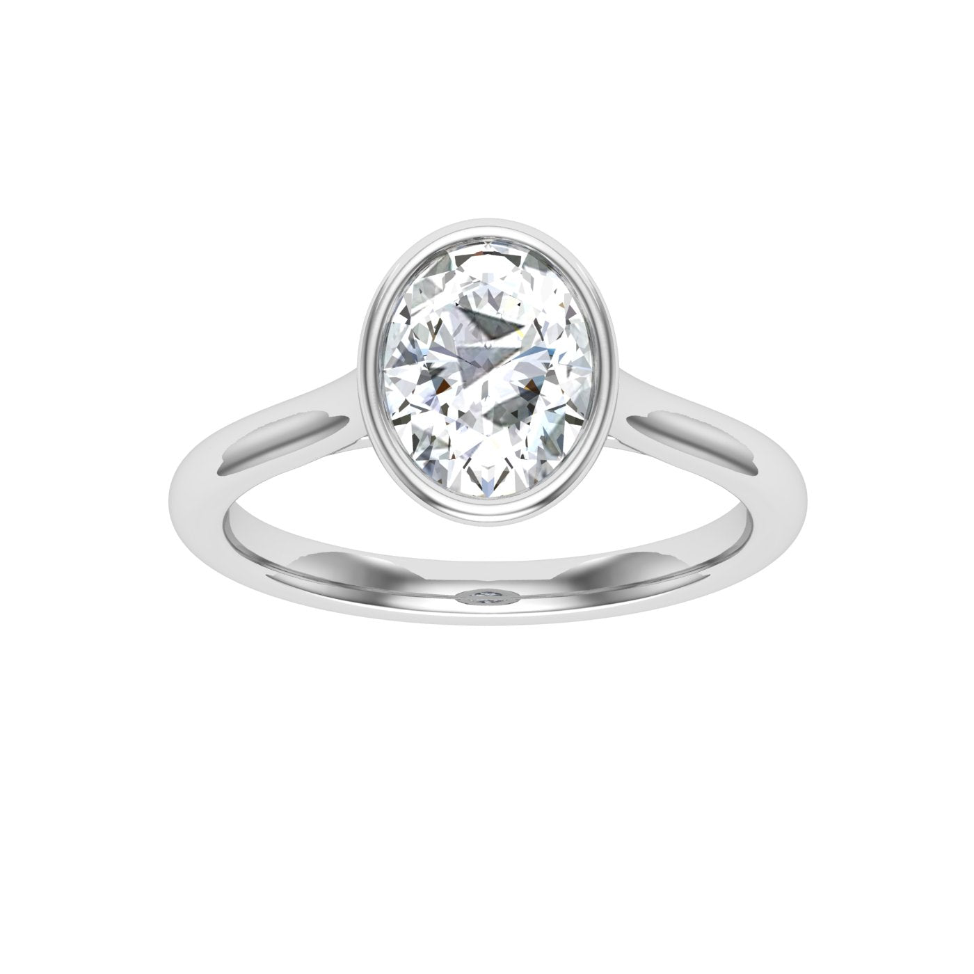 Overture Oval Cut Bezel Solitaire Moissanite Engagement Ring White Gold