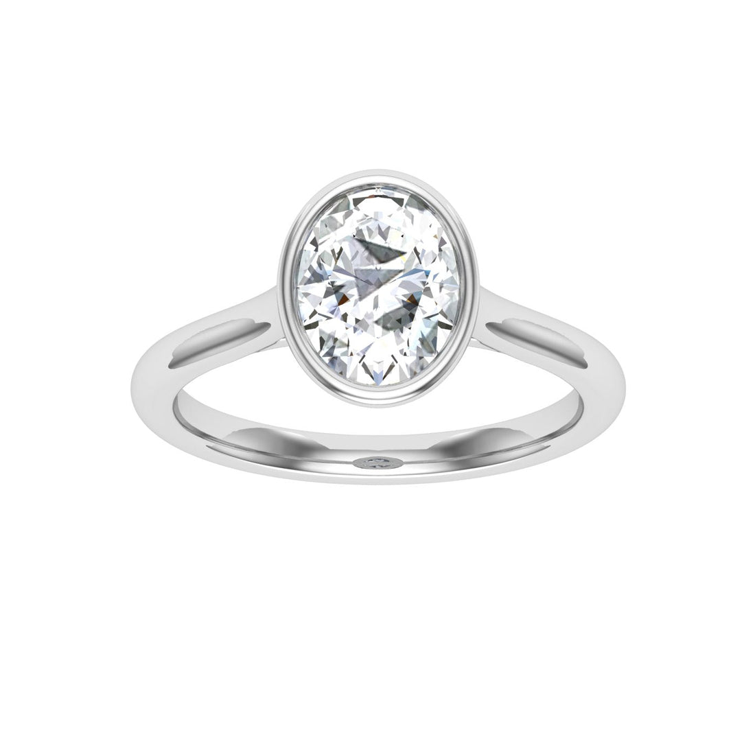 Overture Oval Cut Bezel Solitaire Moissanite Engagement Ring White Gold