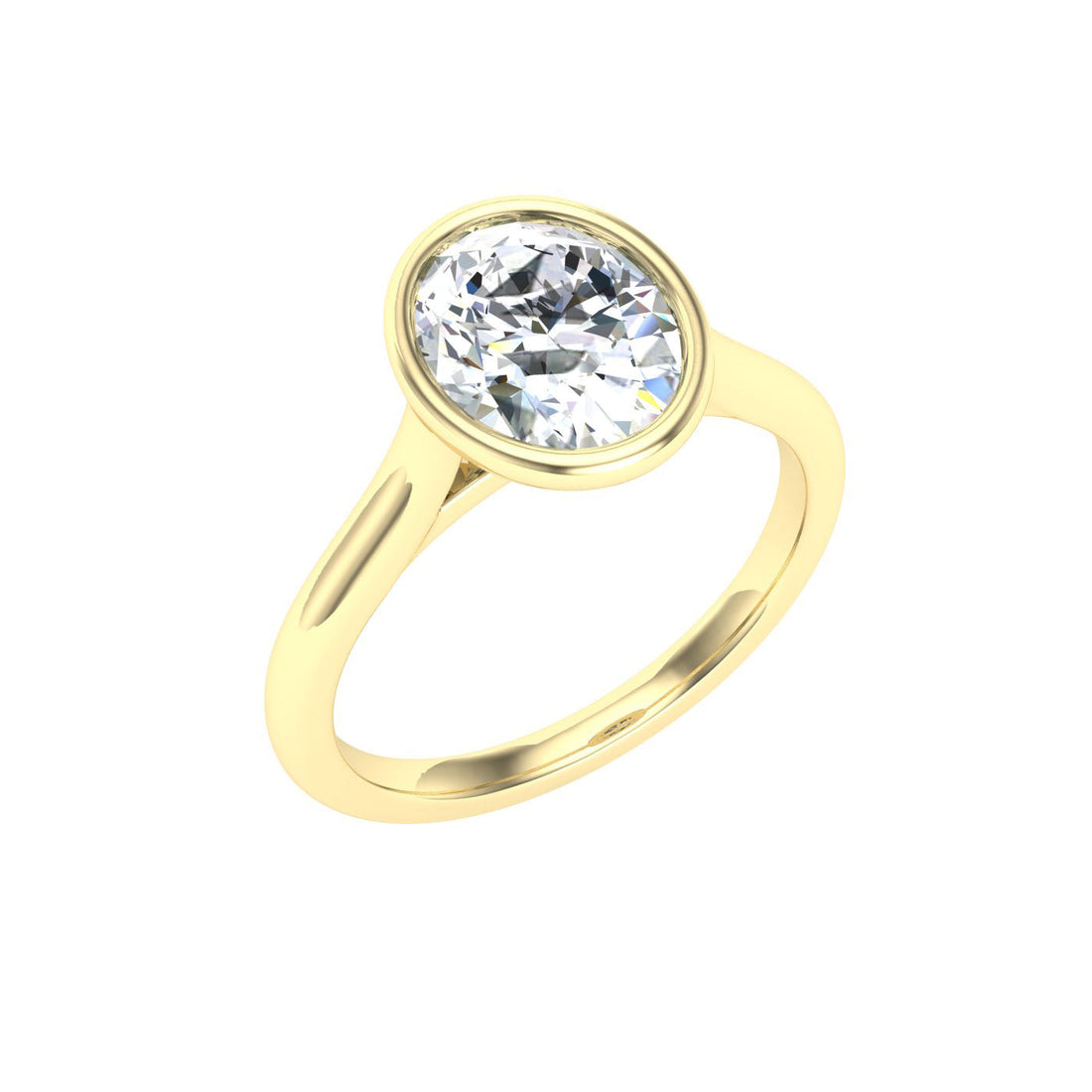 Overture Oval Cut Bezel Solitaire Moissanite Engagement Ring Yellow Gold