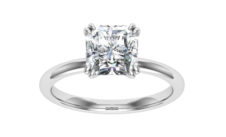 Elysian Double Claw Asscher Cut Solitaire Moissanite Engagement Ring White Gold