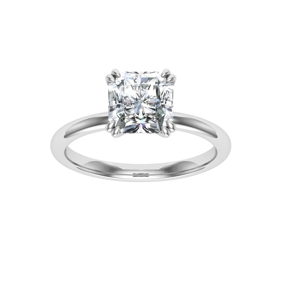 Courtship Double Claw Asscher Cut Solitaire Moissanite Engagement Ring White Gold