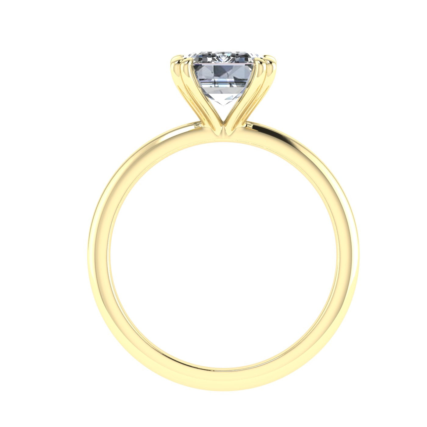 Ethereal Double Claw Emerald Cut Moissanite Engagement Ring Yellow Gold