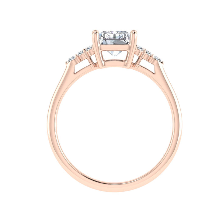 Reminiscence Radiant Cut Side Stones Moissanite Engagement Ring Rose Gold