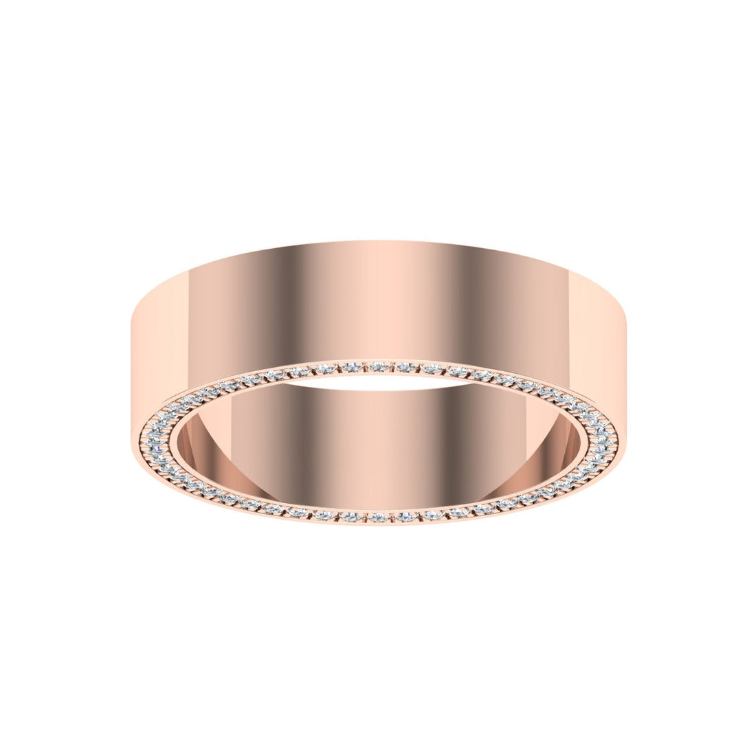 Pavé Edge Moissanite Wedding Band Rose Gold