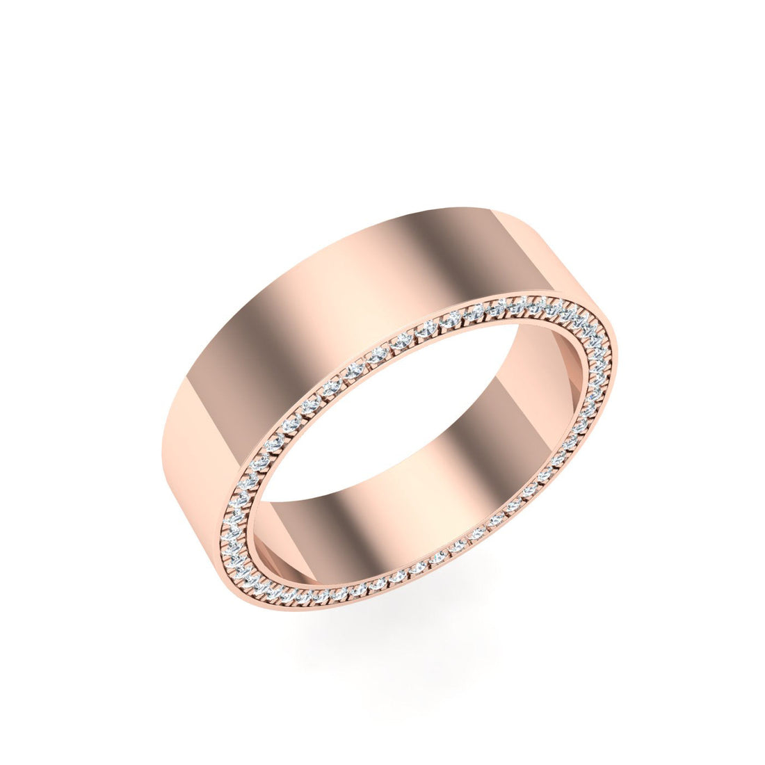 Pavé Edge Moissanite Wedding Band Rose Gold