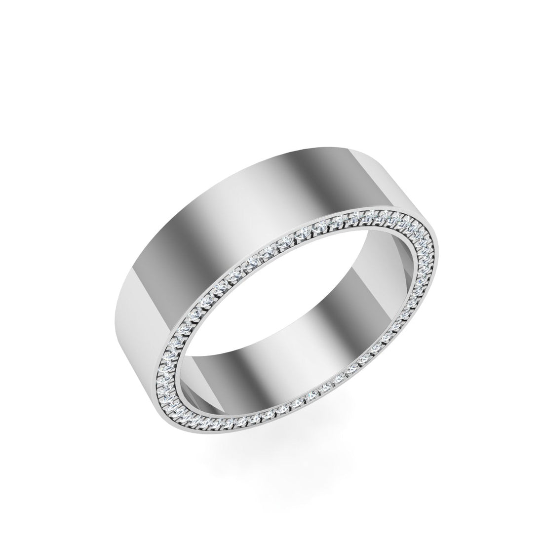 Pavé Edge Moissanite Wedding Band White Gold