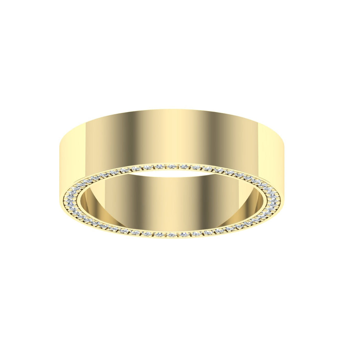 Pavé Edge Moissanite Wedding Band Yellow Gold