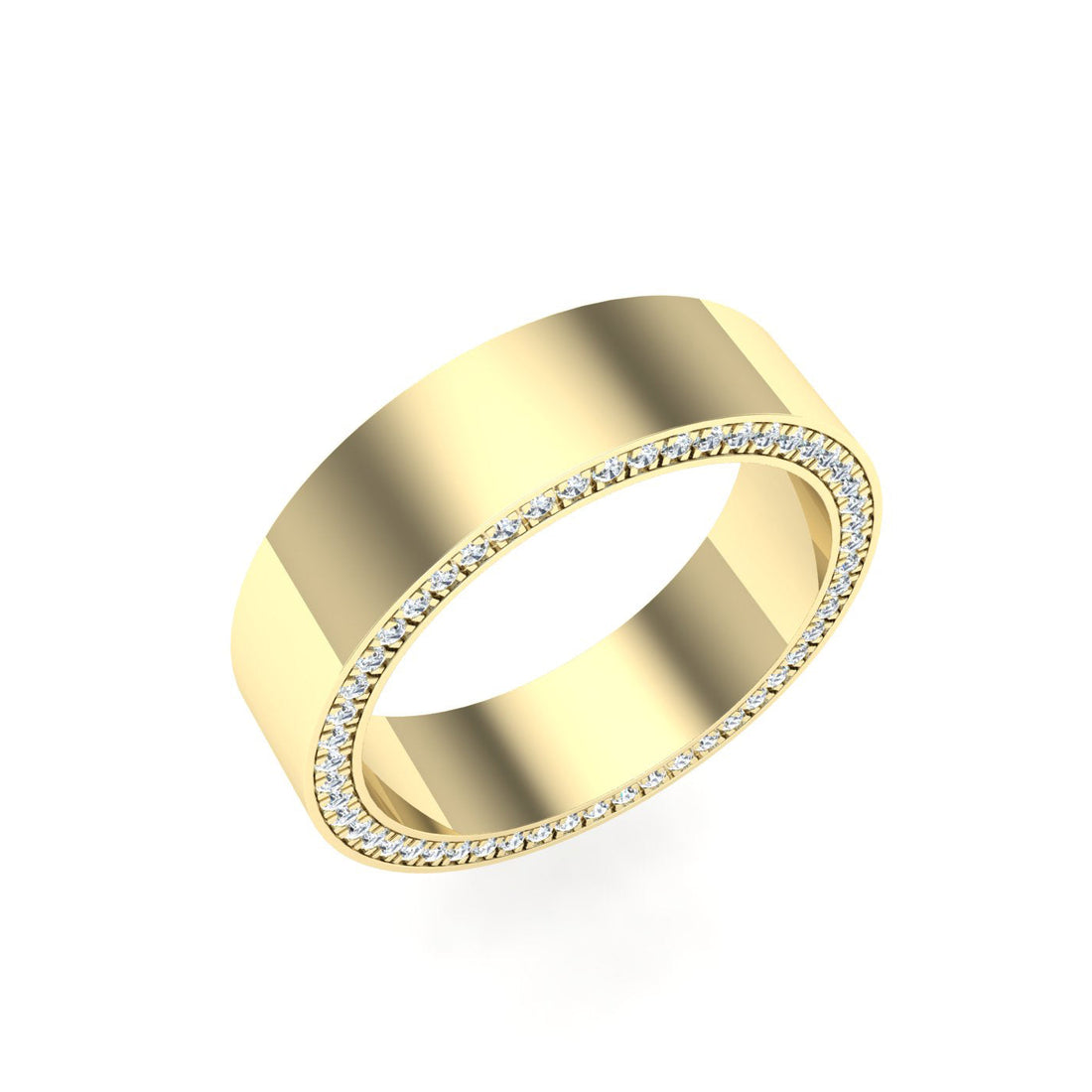 Pavé Edge Moissanite Wedding Band Yellow Gold