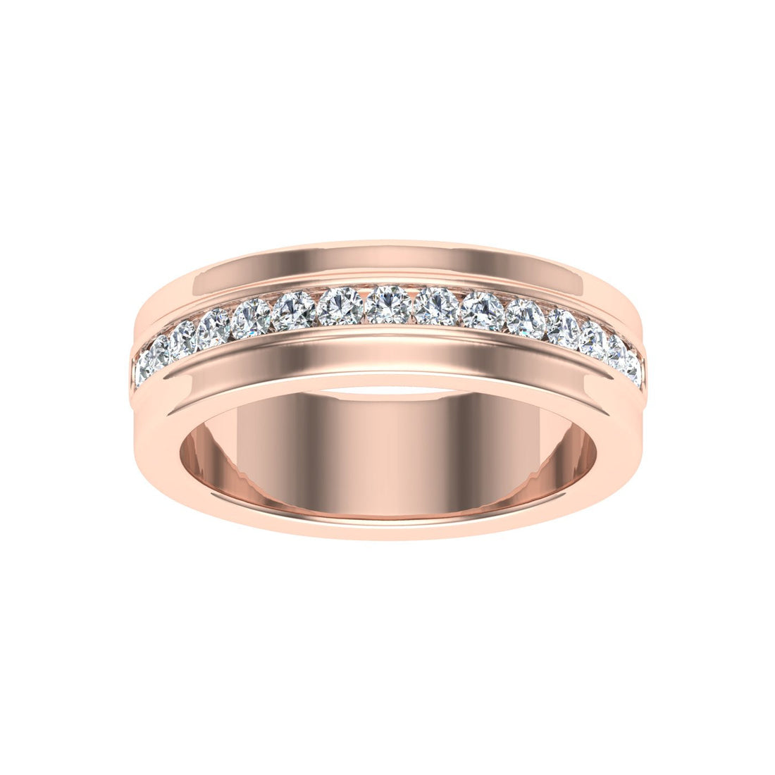 Pavé Half Eternity Pavé Moissanite Wedding Band Rose Gold