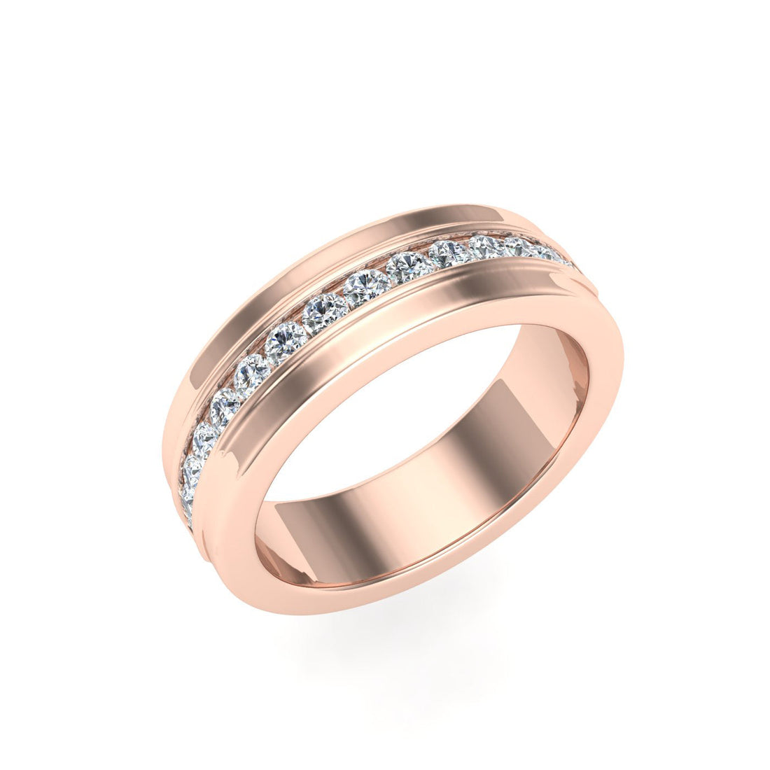 Pavé Half Eternity Pavé Moissanite Wedding Band Rose Gold