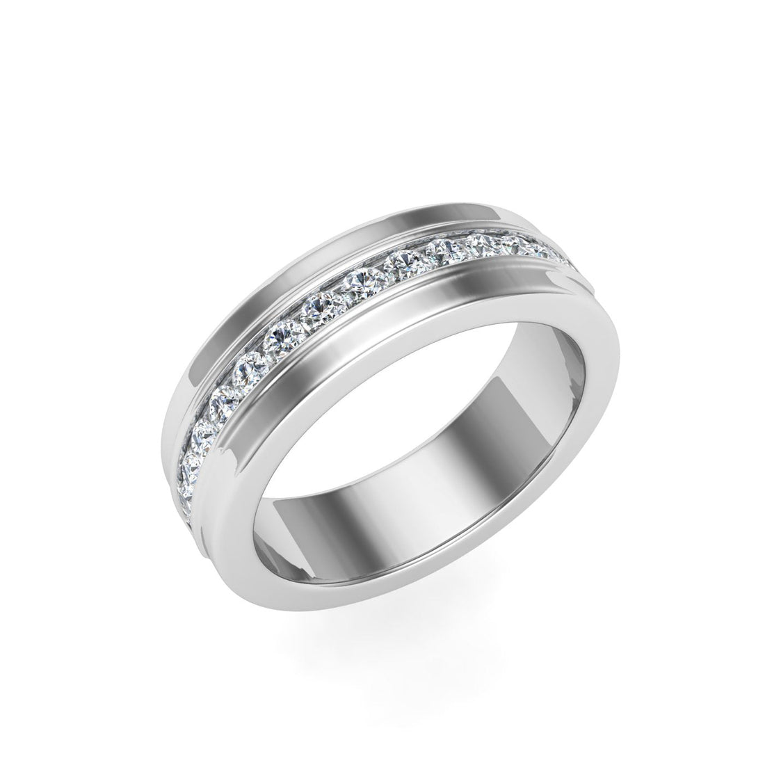 Pavé Half Eternity Pavé Moissanite Wedding Band White Gold