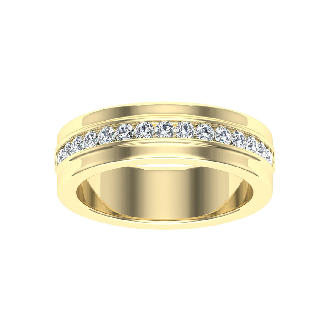 Pavé Half Eternity Pavé Moissanite Wedding Band Yellow Gold