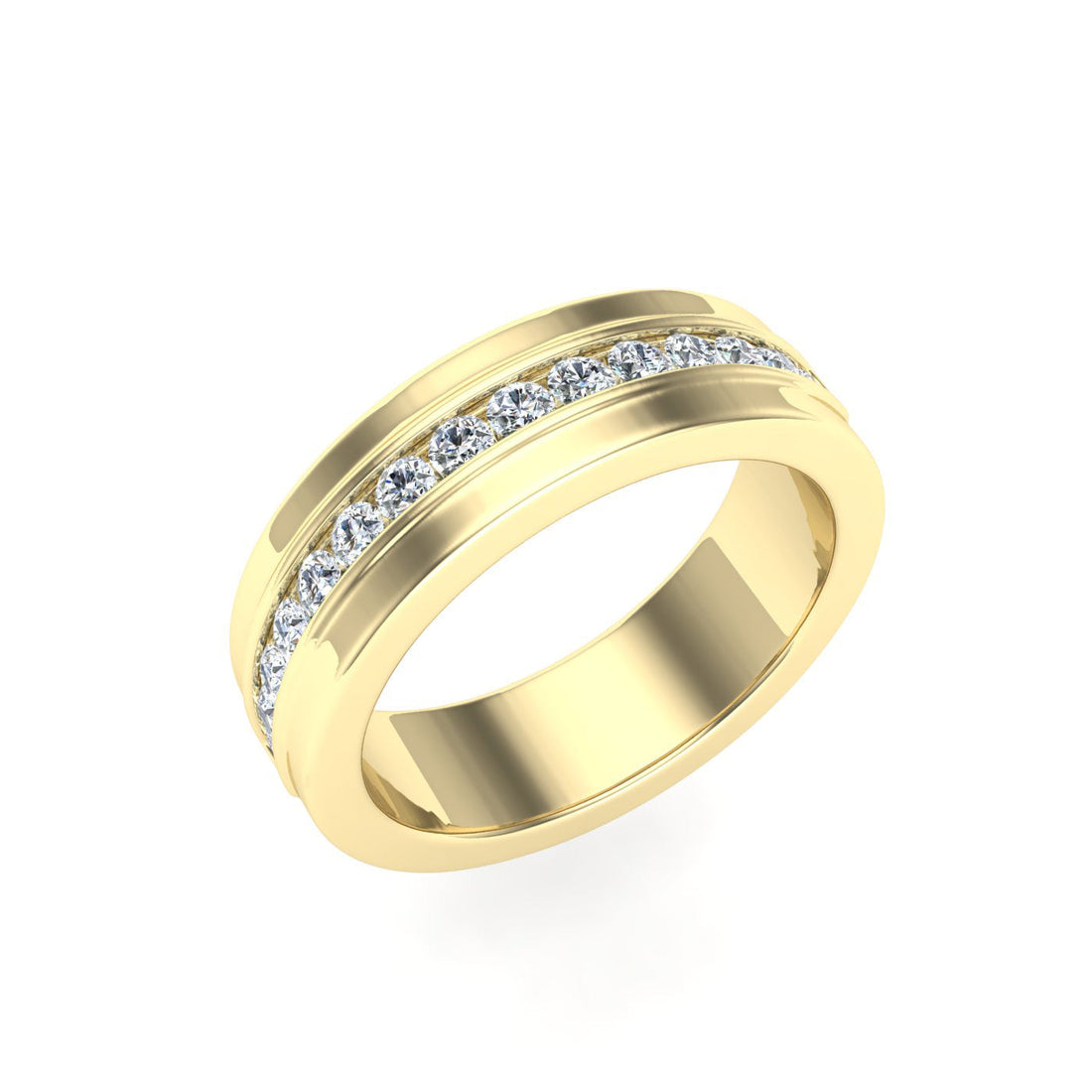 Pavé Half Eternity Pavé Moissanite Wedding Band Yellow Gold