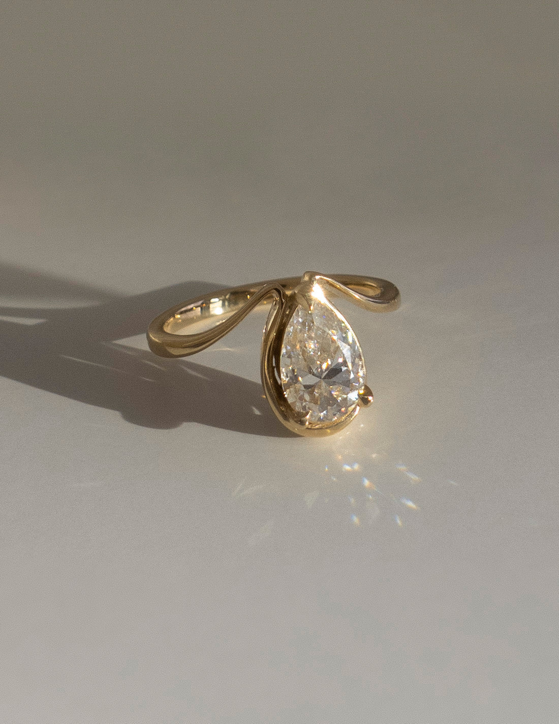 Pear Cut Moissanite Dewdrop-Inspired Engagement Ring
