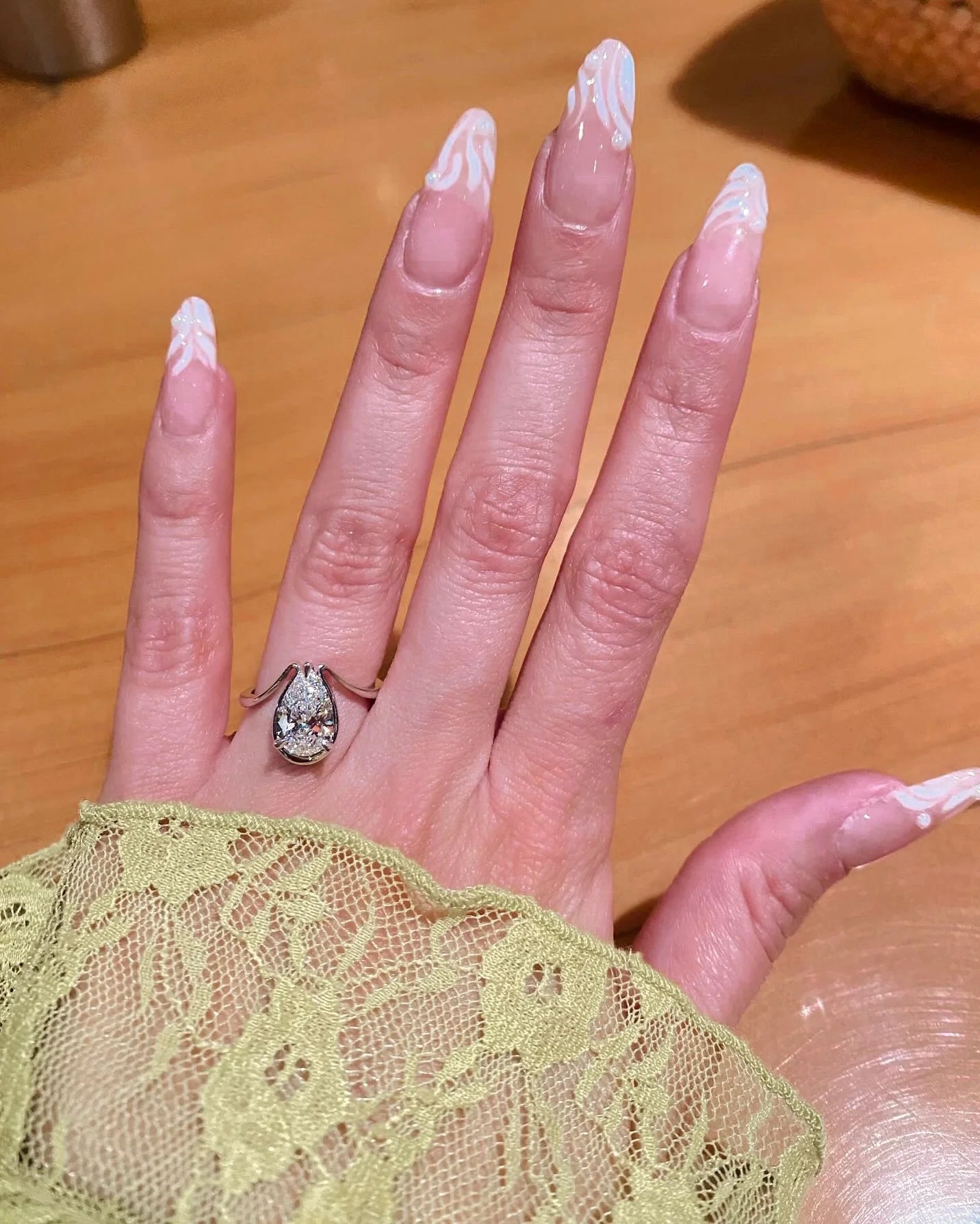 Pear Cut Moissanite Dewdrop-Inspired Engagement Ring