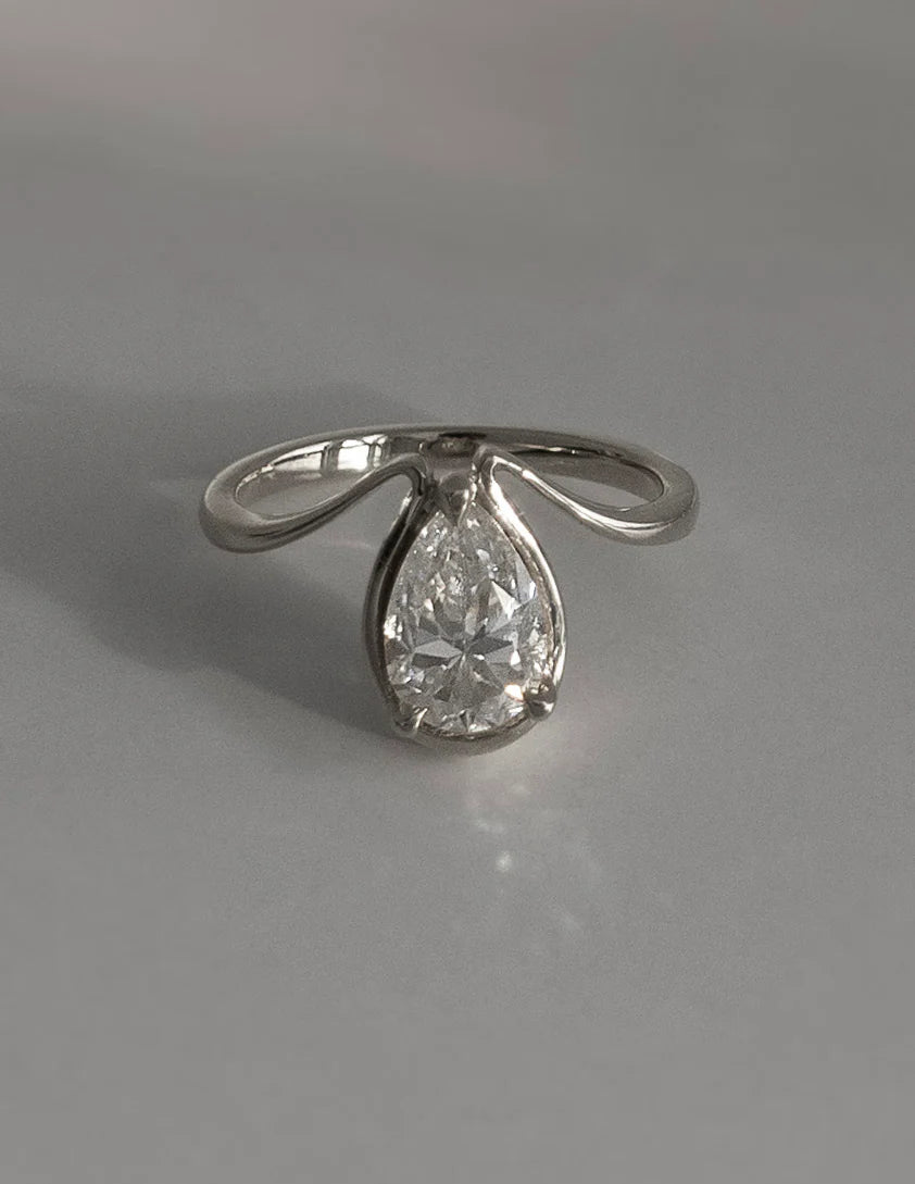 Pear Cut Moissanite Dewdrop-Inspired Engagement Ring