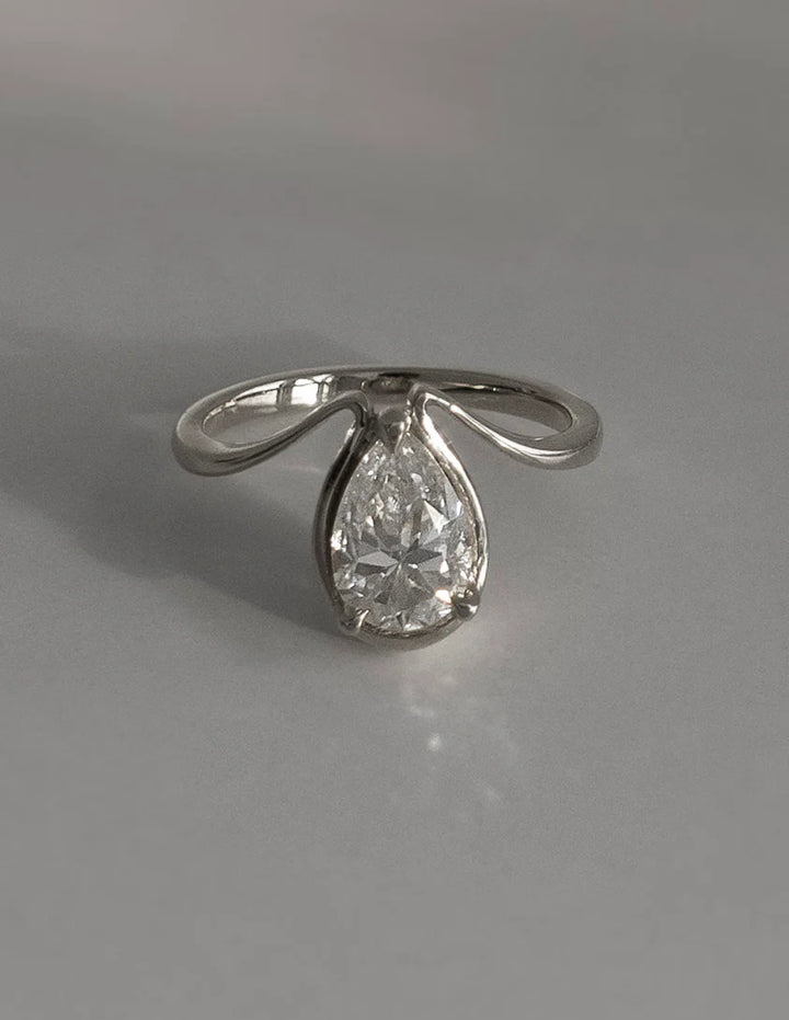 Pear Cut Moissanite Dewdrop-Inspired Engagement Ring