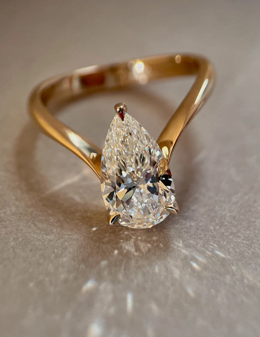 Pear Cut Moissanite Grande Eve Engagement Ring
