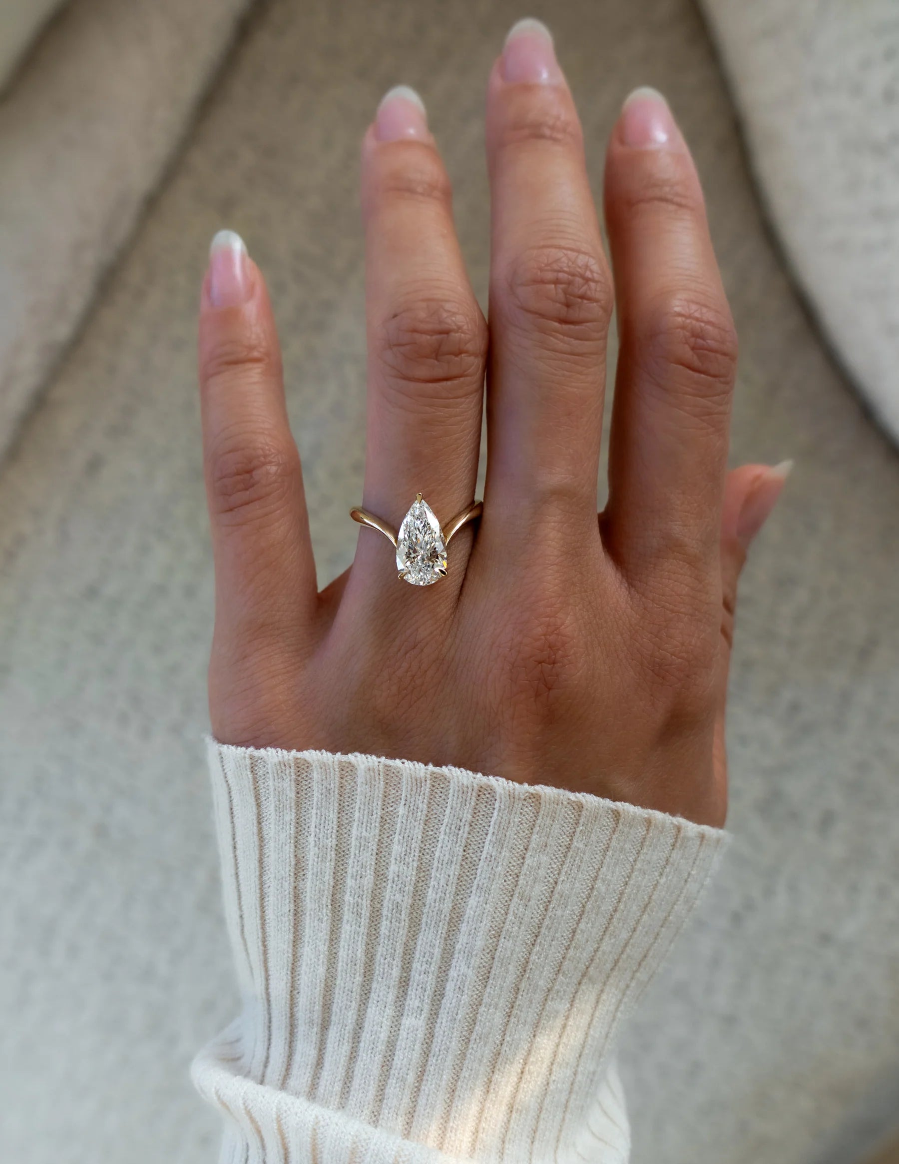 Pear Cut Moissanite Grande Eve Engagement Ring