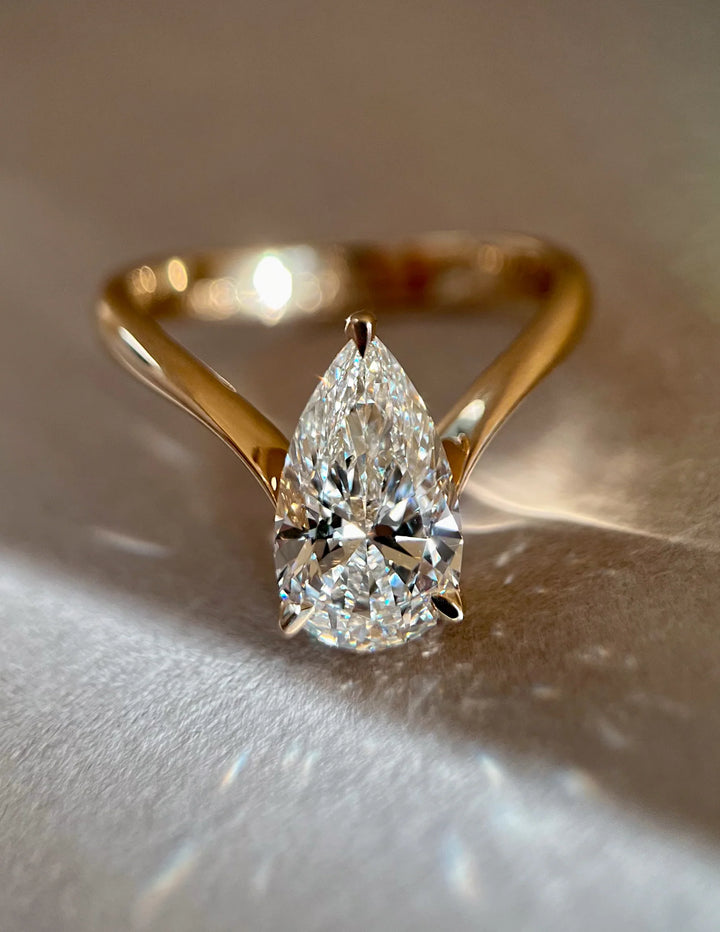Pear Cut Moissanite Grande Eve Engagement Ring