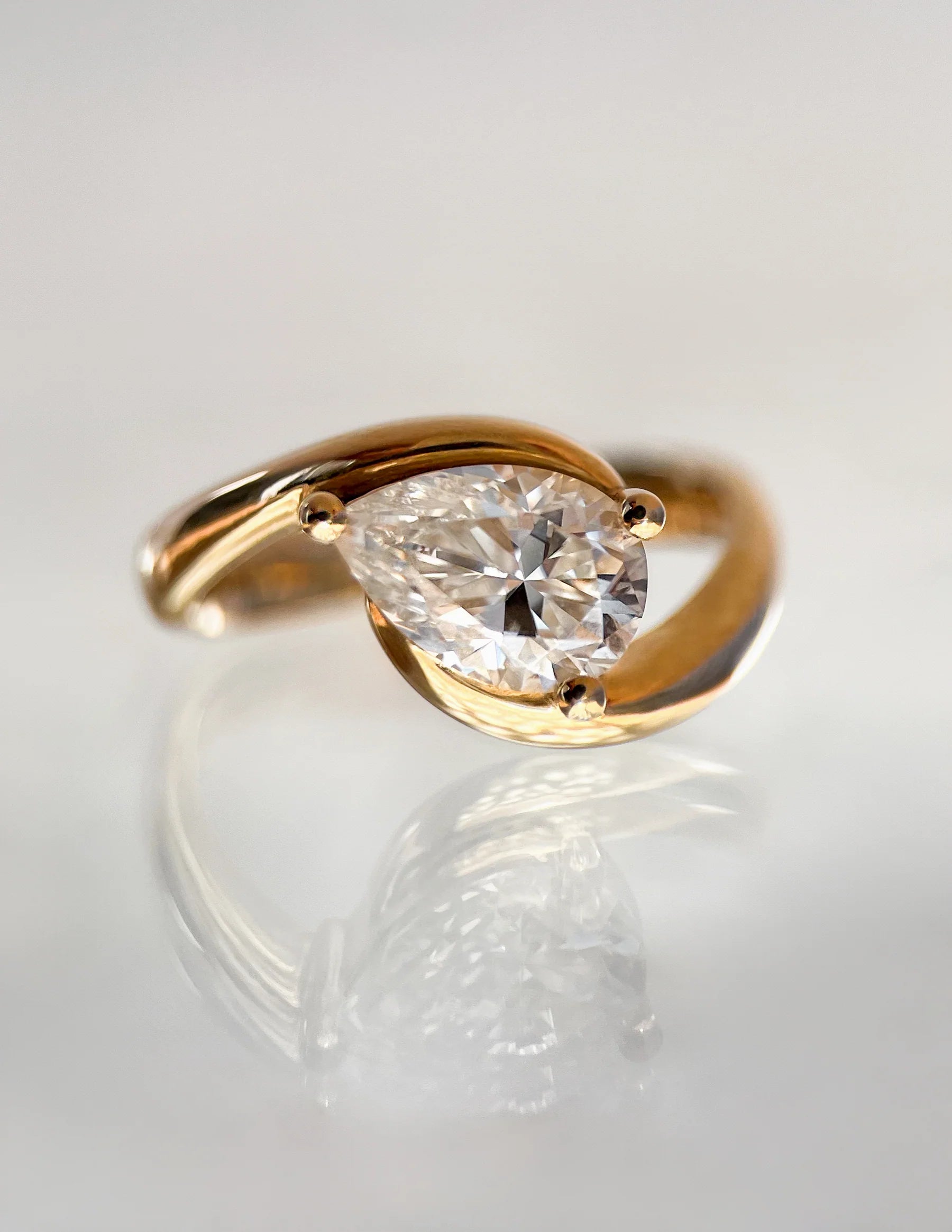 Pear Cut Moissanite Ocean-Inspired Engagement Ring