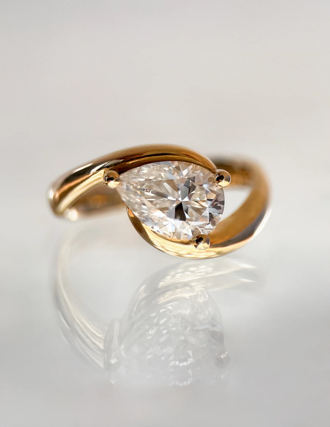 Pear Cut Moissanite Ocean-Inspired Engagement Ring