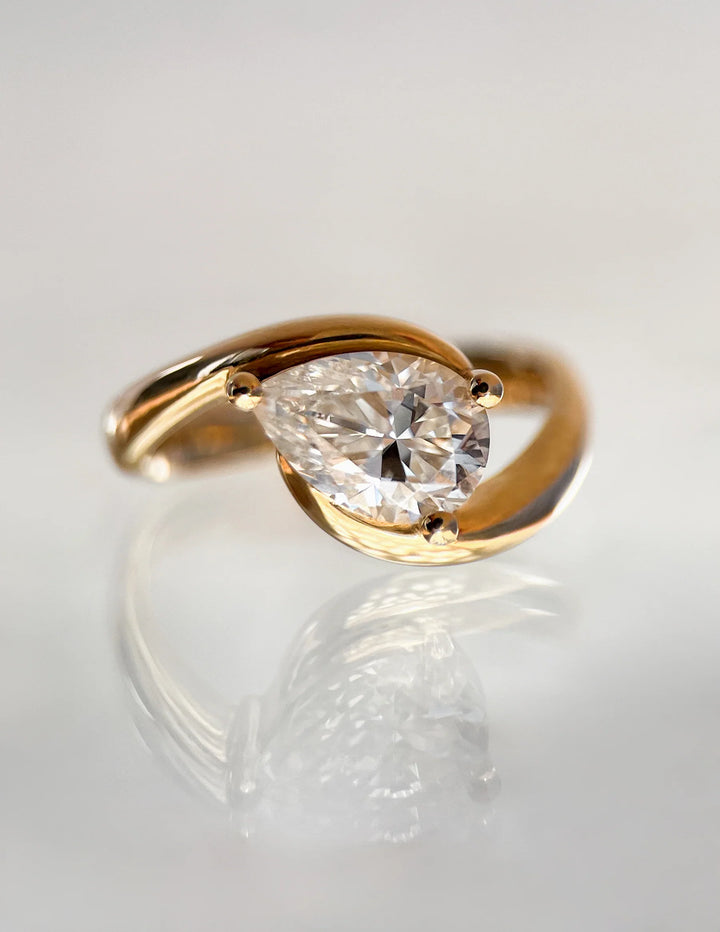 Pear Cut Moissanite Ocean-Inspired Engagement Ring