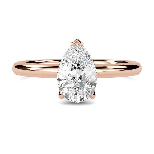 Pear Hidden Halo Lab Grown Diamond Ring