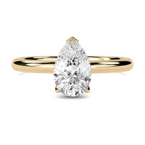 Pear Hidden Halo Lab Grown Diamond Ring