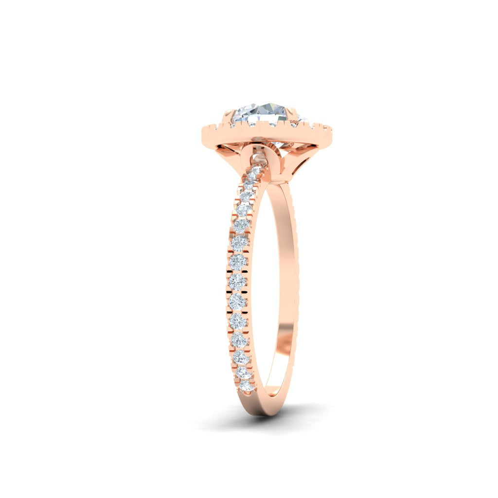 Petals Round Cut Half Eternity Pavé Moissanite Engagement Ring Rose Gold