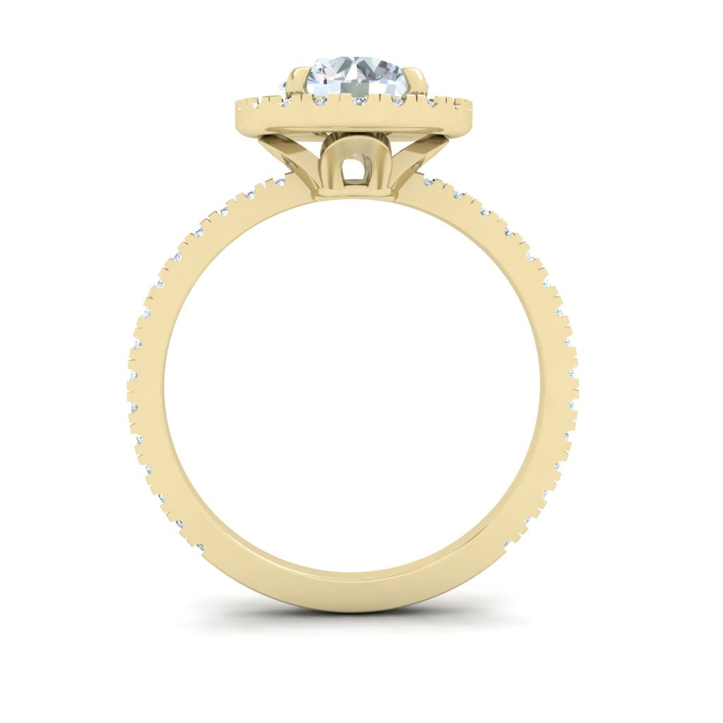 Petals Round Cut Half Eternity Pavé Moissanite Engagement Ring Yellow Gold