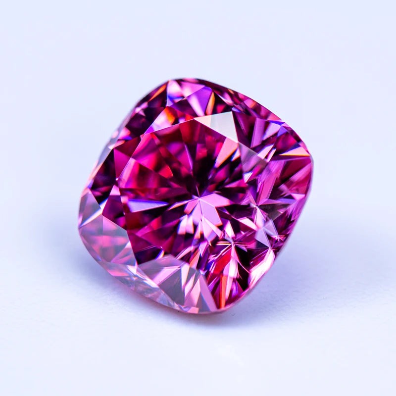 Pink Moissanite Cushion Shape Gemstones