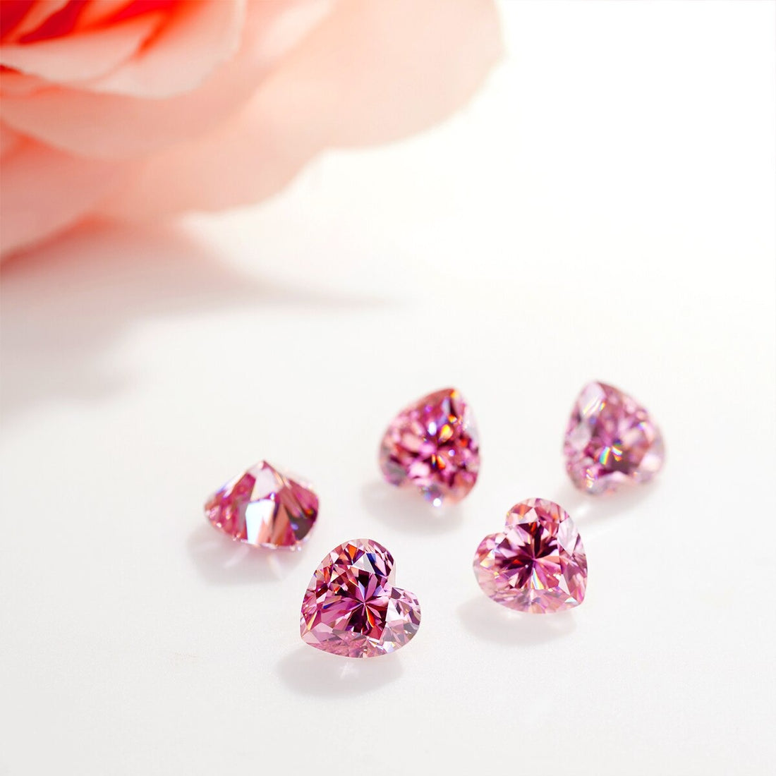Pink Moissanite Heart Shape Gemstones