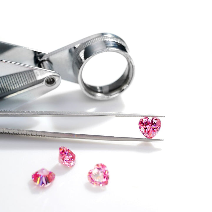 Pink Moissanite Heart Shape Gemstones
