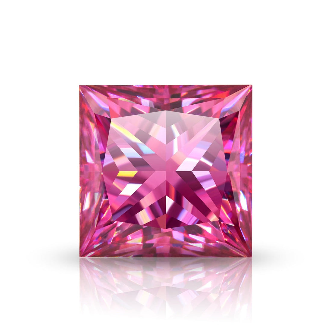 Pink Princess Shape Certified Moissanite