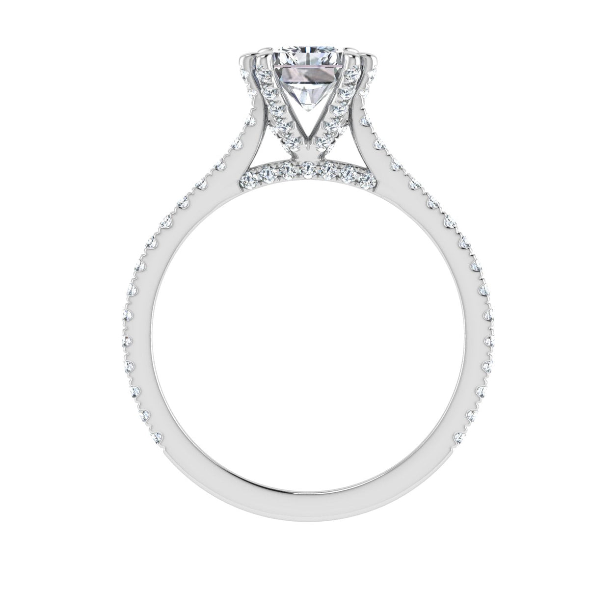 Pinnacle Side Stones 2.5 Carat Radiant Cut Moissanite Ring in 18K Yell ...