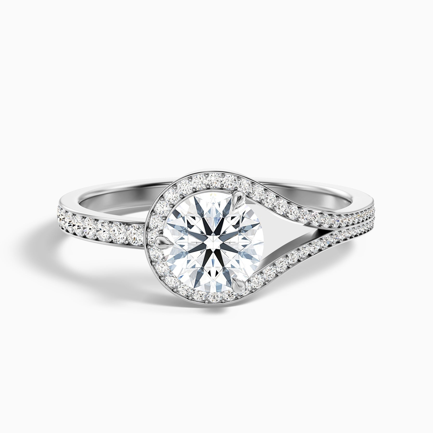 Polaris Round Halo Pave Moissanite Ring