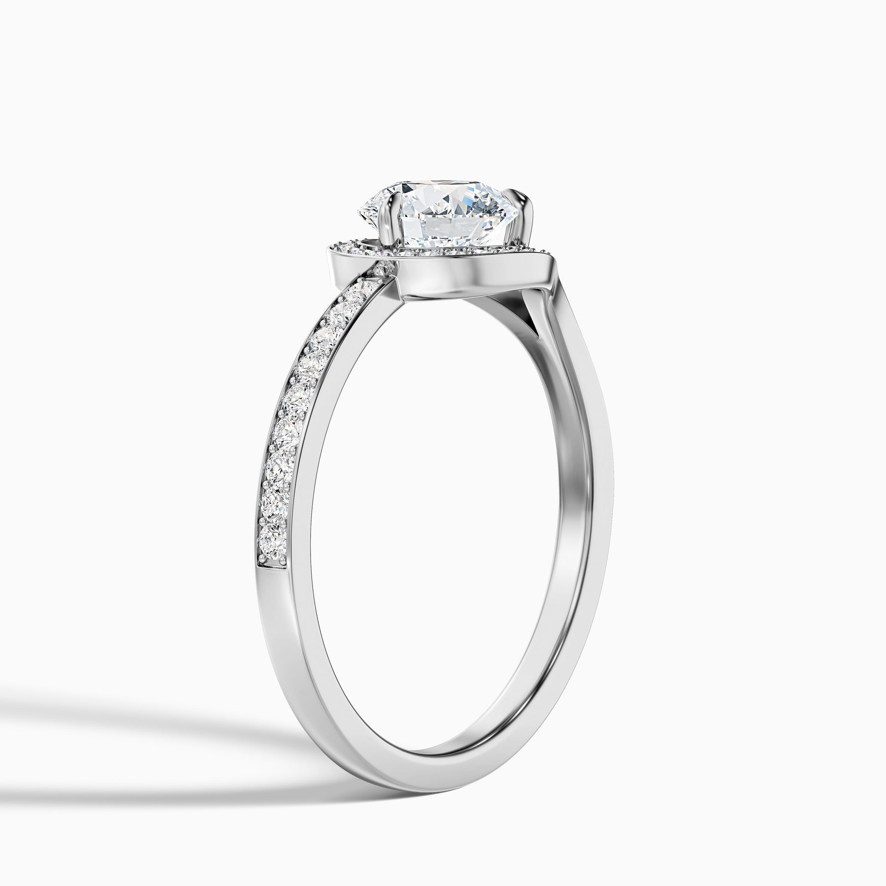 Polaris Round Halo Pave Moissanite Ring