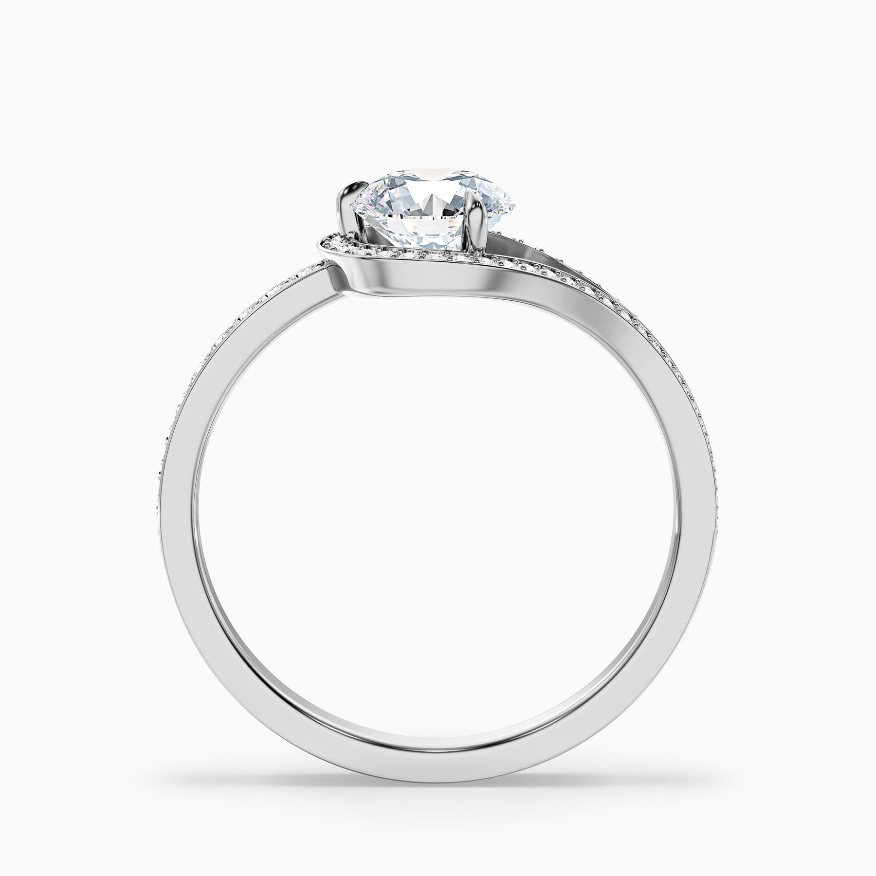 Polaris Round Halo Pave Moissanite Ring