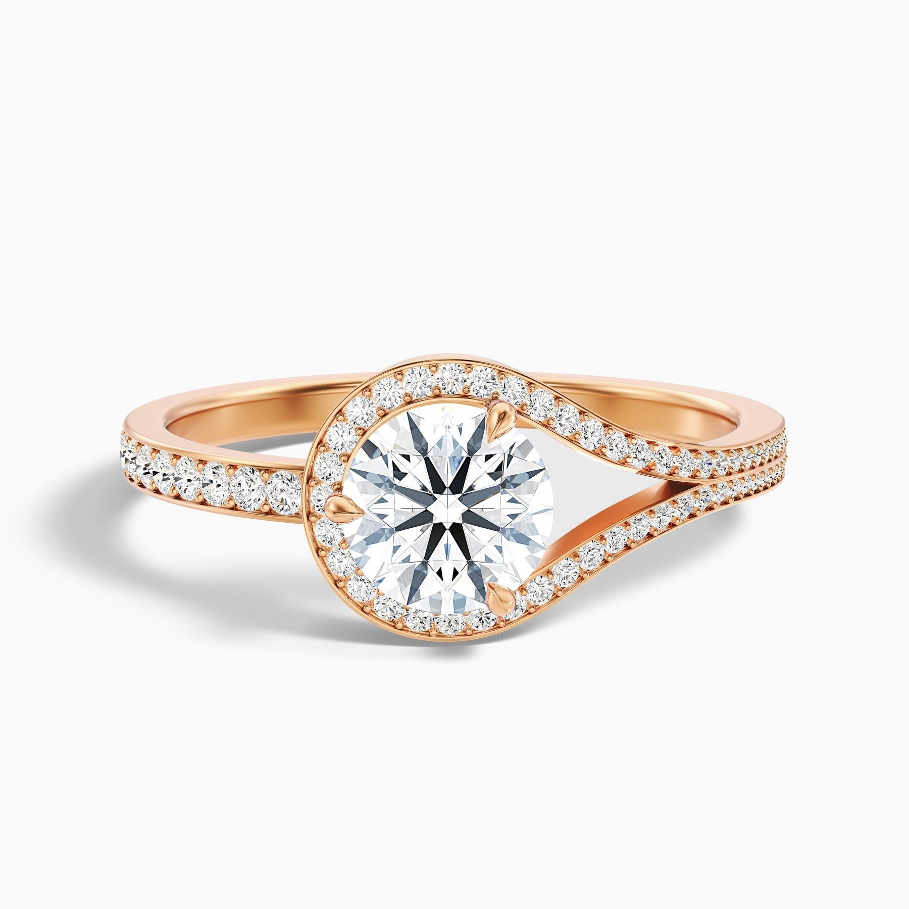 Polaris Round Halo Pave Moissanite Ring