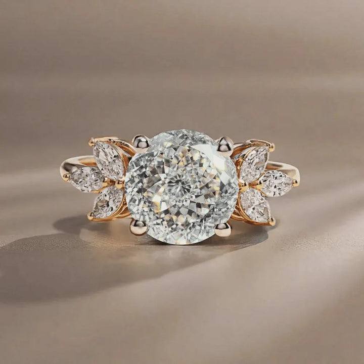 Portuguese Round Inspired Solitaire Lab Grown Engagement Ring