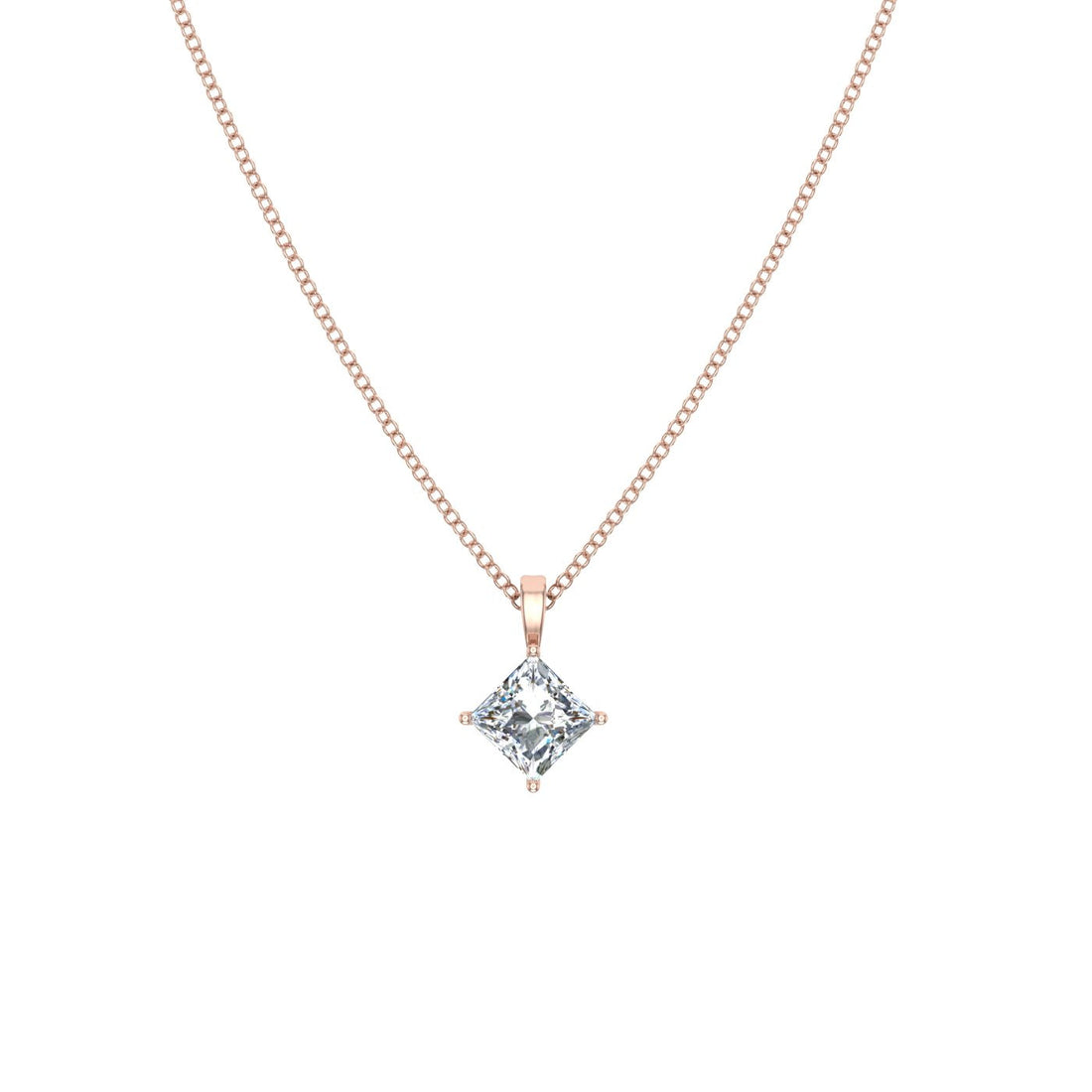 Princess Solitaire Moissanite Pendant Rose Gold