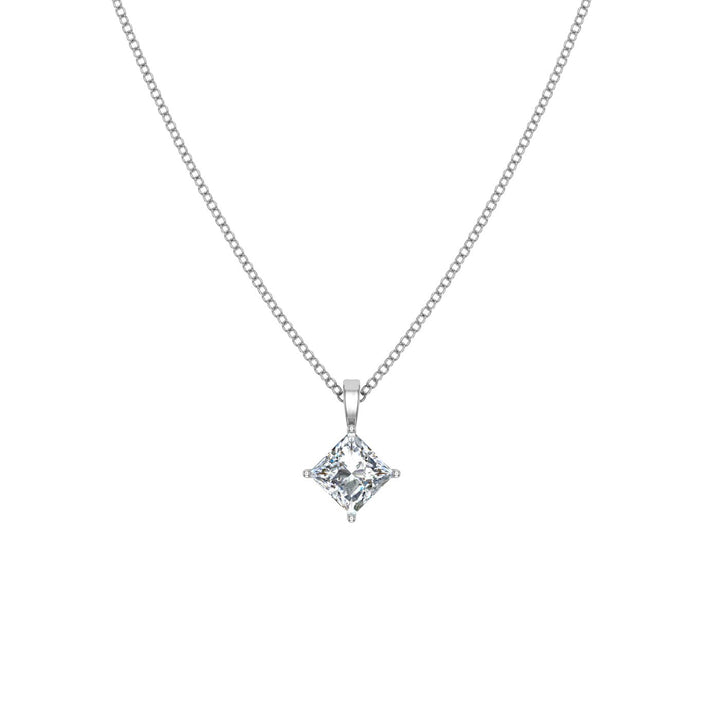 Princess Solitaire Moissanite Pendant White Gold